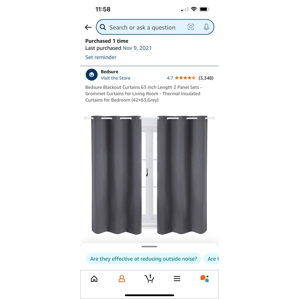 Bedsure Blackout Curtains 63‎ Inch Length Thermal Insulated Grommet 2 Panel